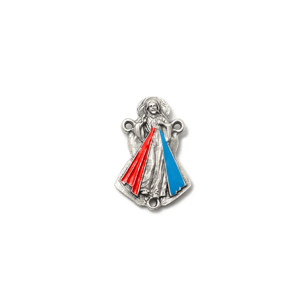 Merciful Jesus Divine Mercy Crimson & White Rosary - Image 4