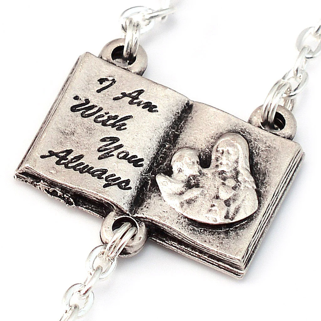Holy Communion Book of Life Hematite & Silver Rosary - Image 3