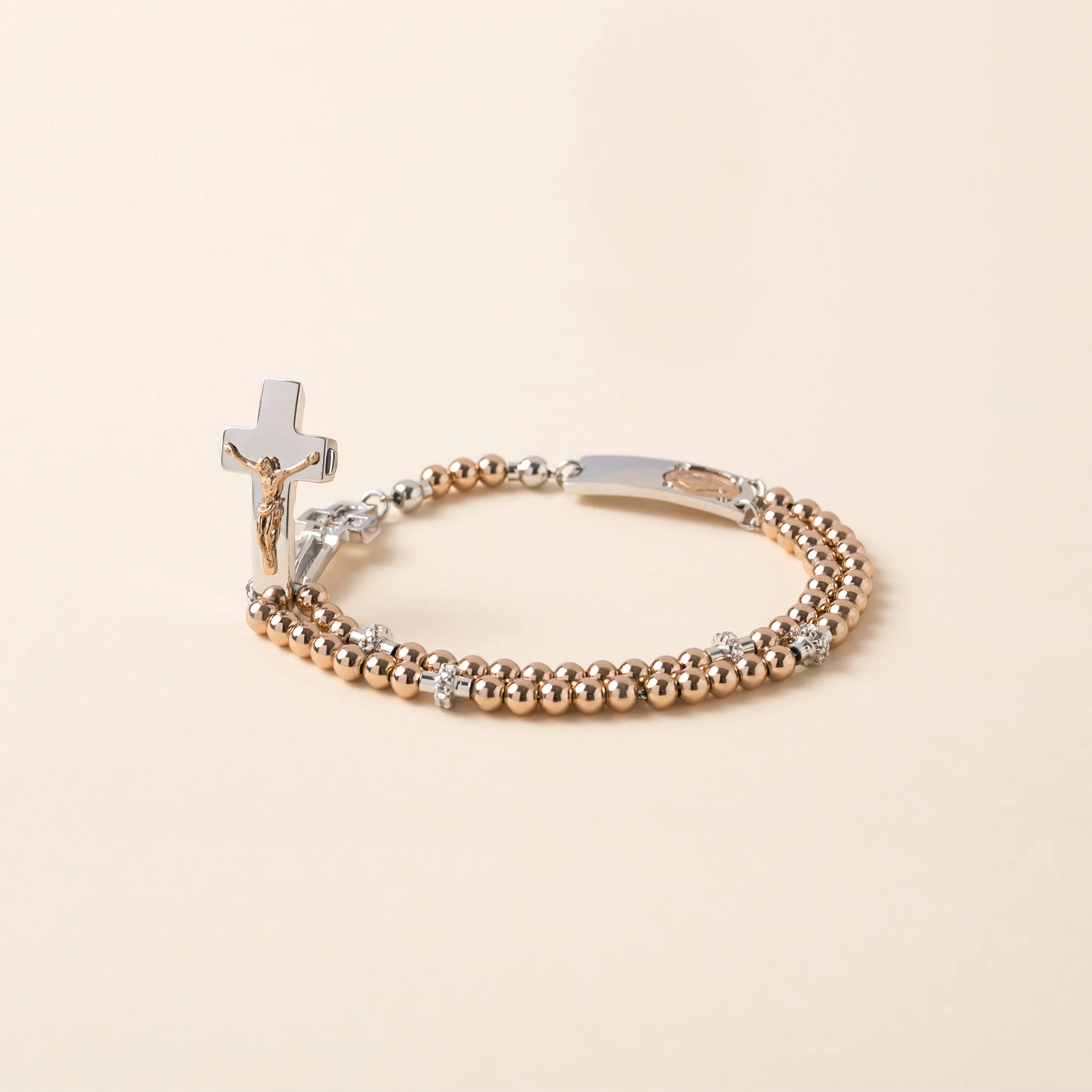 ROSALET® ROUND ROSE GOLD BEADS, STERLING SILVER & PAVE PATER, TRADITIONAL - Image 3
