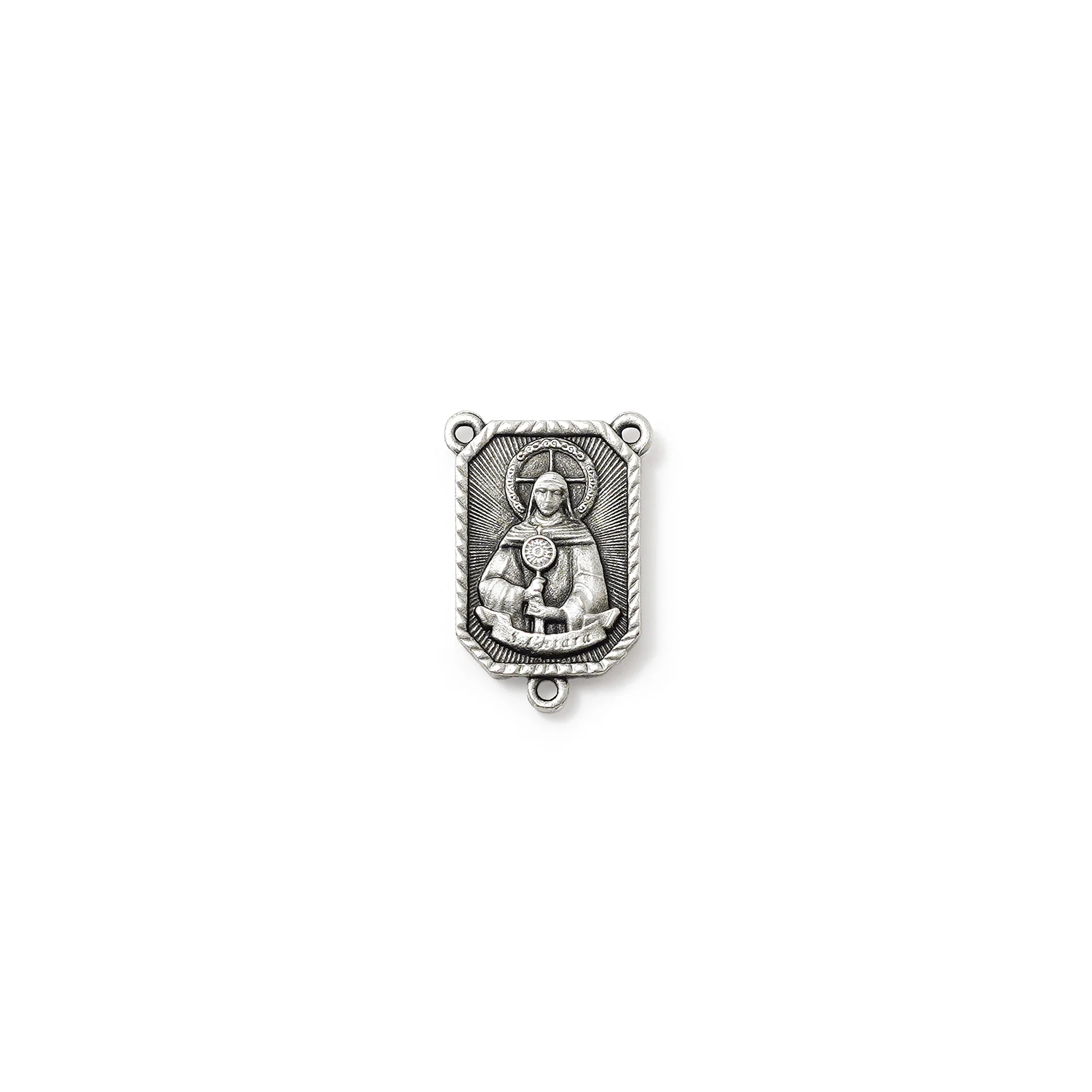 Saint Francis and Saint Clare of Assisi Wood & Silver Rosary - Image 5