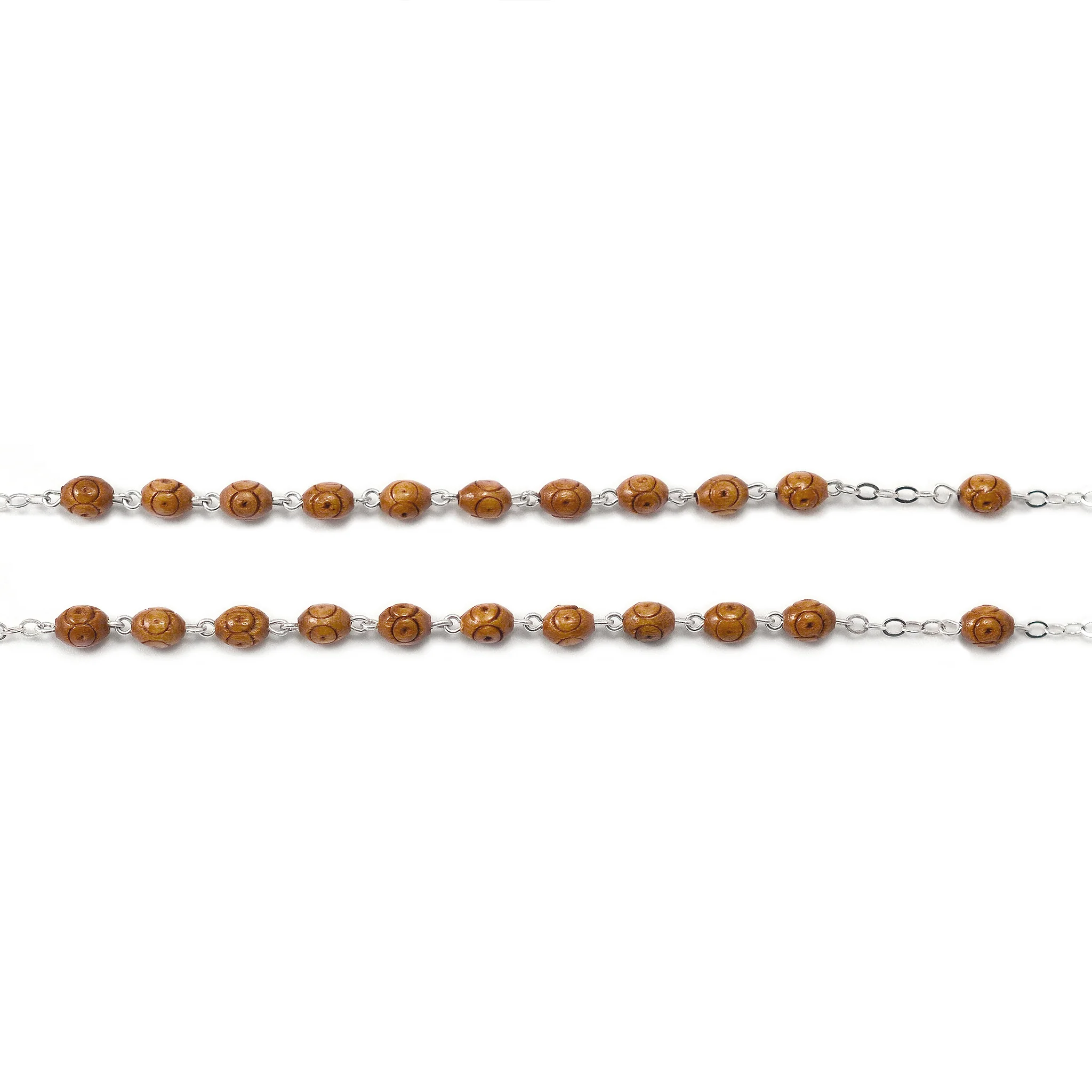 Saint Francis and Saint Clare of Assisi Wood & Silver Rosary - Image 6