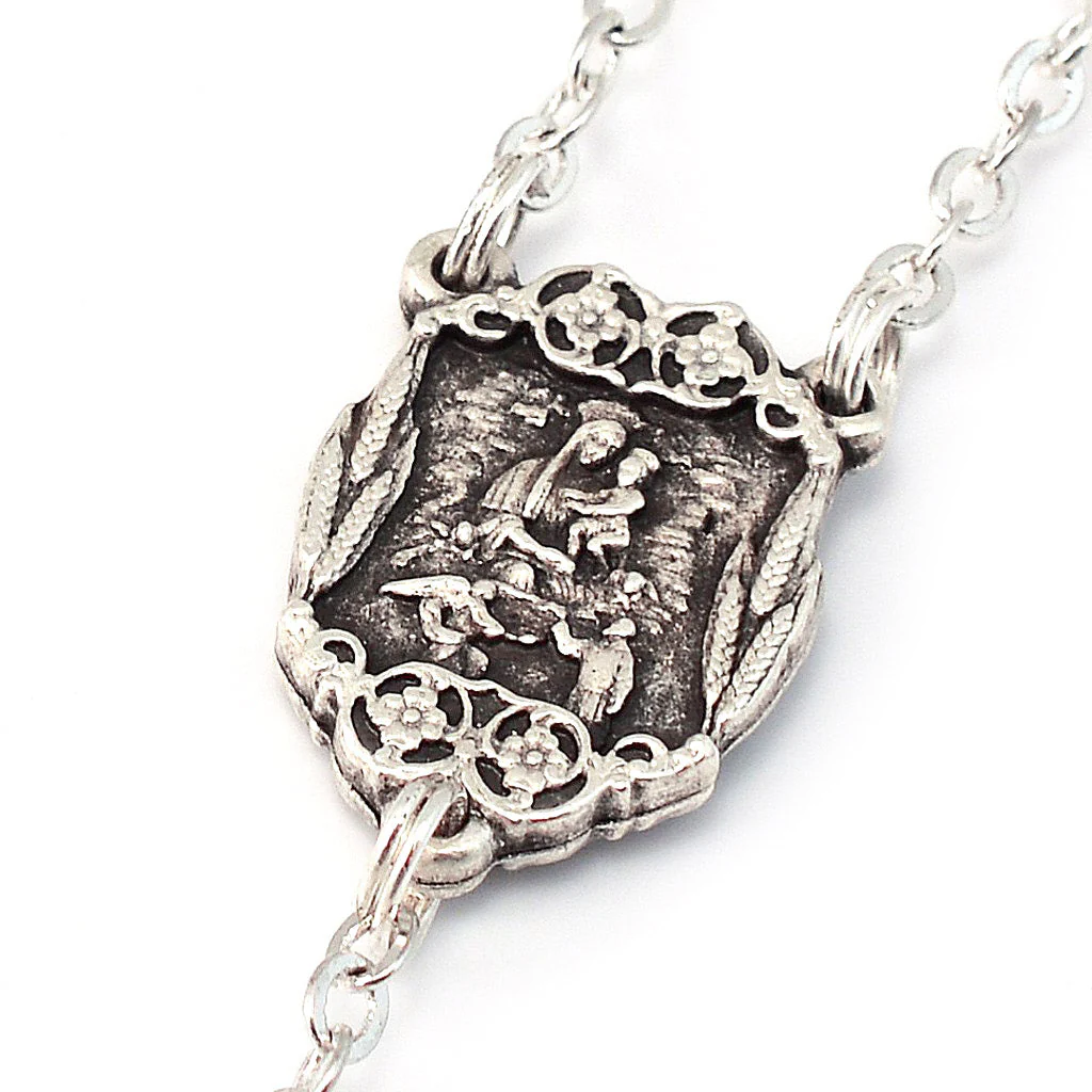 Saint Pio of Pietrelcina White & Silver Rosary - Image 4