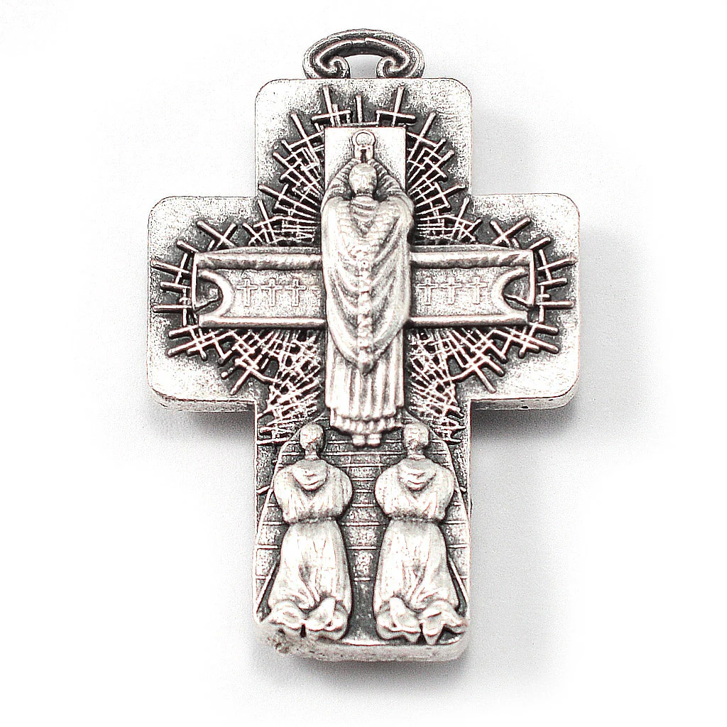 The Holy Mass Rosary with Oval Glass White Beads by Ghirelli - Image 3